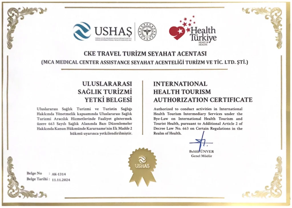 Uluslararası Sağlık Turizmi Yetki Belgesi USHAŞ